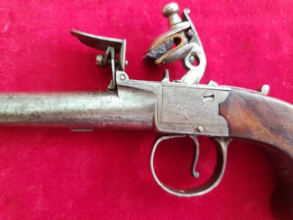 English Flintlock Box-lock pocket pistol by ARCHER of London. Circa 1790. Ref 2395.